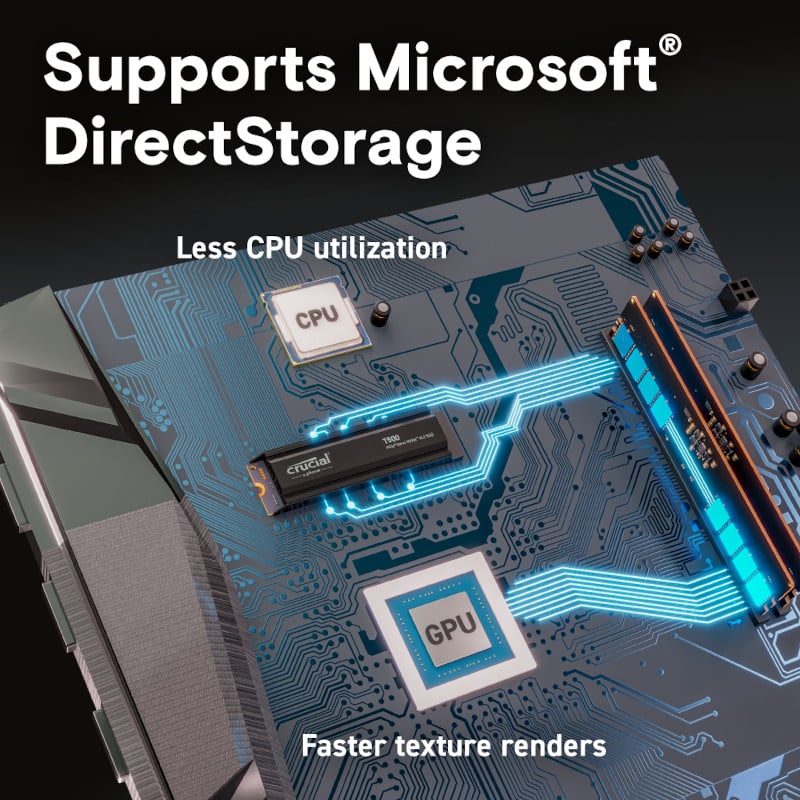 Crucial T500 1TB M.2 NVMe Gen4 with Heatsink NAND SSD - Image 7