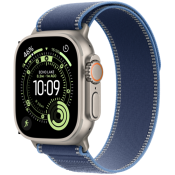 Apple Watch Ultra 3 GPS + Cellular 49mm Natural Titanium Case with Blue/Bright Blue Trail Loop - S/M,Model A3281