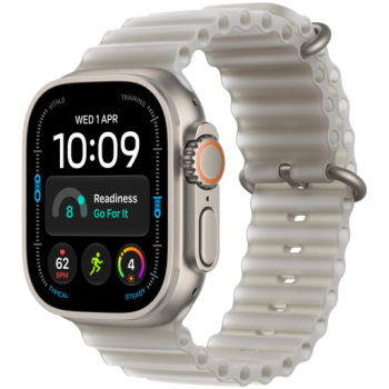 Apple Watch Ultra 4 GPS + Cellular 49mm Natural Titanium Case with Translucent Grey Ocean Band, Model A3579