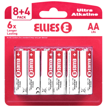 Ellies Ultra Series - Alkaline Batteries AA 8+4 Value Pack - WT