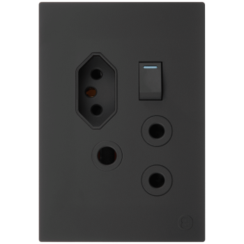 Ellies 2 Way (3 Pin; SANS 164-2) Single Switch Socket 2x4 (60mmx100mm) -BK