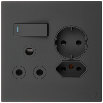 Ellies 3 Way (3 Pin; SANS 164-2; Schuko) Single Switch Socket 4x4 (100mmx100mm) -BK