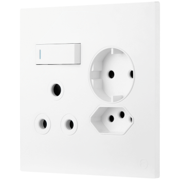 Ellies 3 Way (3 Pin; SANS 164-2; Schuko) Single Switch Socket 4x4 (100mmx100mm) -WT