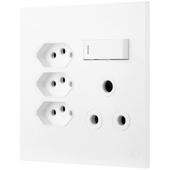 Ellies 4 Way (1x 3 Pin; 3x SANS 164-2) Single Switch Socket 4x4 (100mmx100mm) -WT