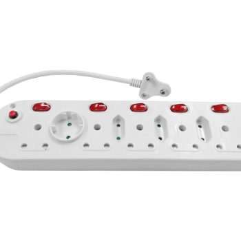 Multi Plug 5x16A 5x5A 0.5m Cord Switched White