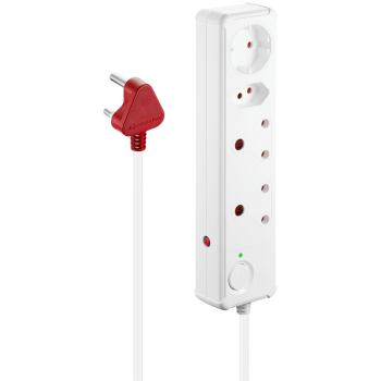 Switched 4-Way Medium Surge-Protected Multiplug 0.5m Cord - White