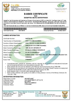B-BBEE Level 1 Contributor certificate